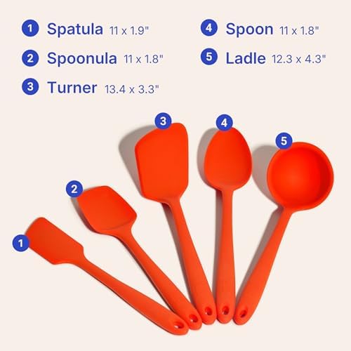 GIR: 5-Piece Silicone Essentials Kitchen Utensils Set – Fire Red - Image 6
