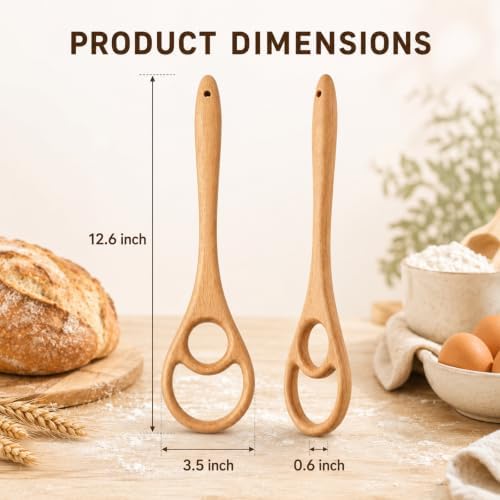Danish Dough Whisk, 12.6" Wooden Sourdough Whisk, 2 Pack Kitchen Gift - Image 3