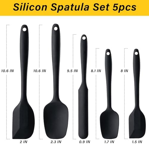 Silicone Spatula Set, 5 Piece Food Grade Rubber Spatulas - Image 2