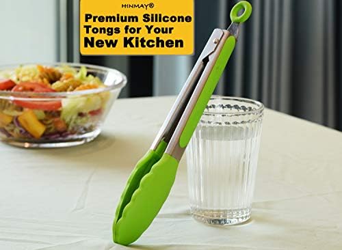 HINMAY Silicone Tongs 9" Stainless Steel Kitchen Tongs - Image 5