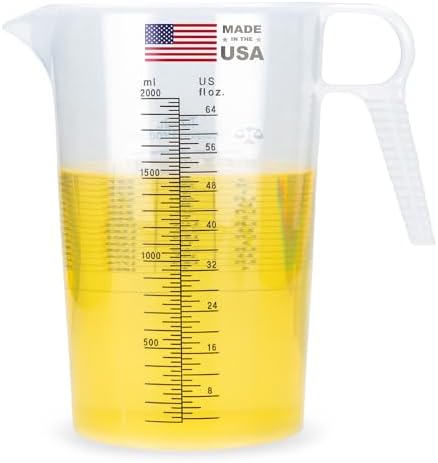 Half Gallon 64oz Measure Pitcher- Conversion Chart-Strong Food Grade by Turnah