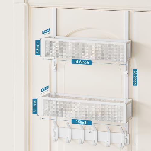 Over the Door Hooks Organizer, Door Hanger Fits Doors 1 3/4" White - Image 6