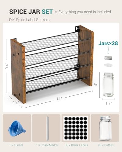 Spice Rack Organizer with 28 Glass Jars, - Image 2