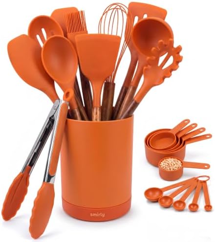SMIRLY Silicone Kitchen Utensils Set, 22-Piece Acacia Wood Handle by Smirly