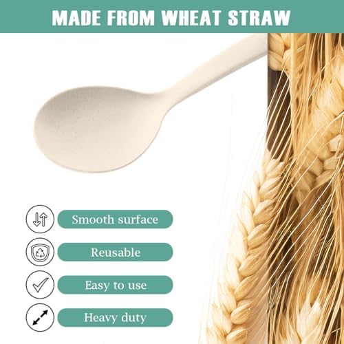 Reusable Plastic Serving Utensils Set of 24, Heavy Duty Wheat straw Large - Image 5