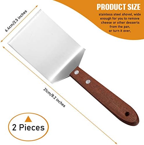 Newtay 2 Pcs Metal Small Spatula Wooden Handle Cookie Baking Scraper Turner - Image 2