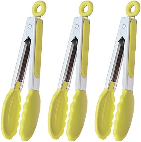 HINMAY Small Appetizer Tongs 7" Silicone Kitchen Tongs by HINMAY