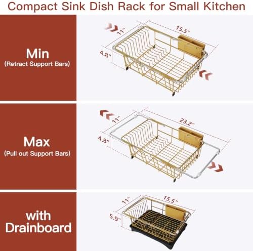 JASIWAY Gold Dish Drying Rack in Sink - Image 5