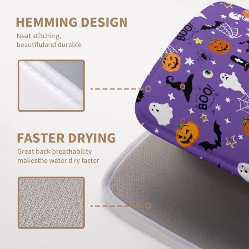 Halloween Dish Drying Mat for Kitchen Counter Cute Cat Boo Bats Skull Drying - Image 4