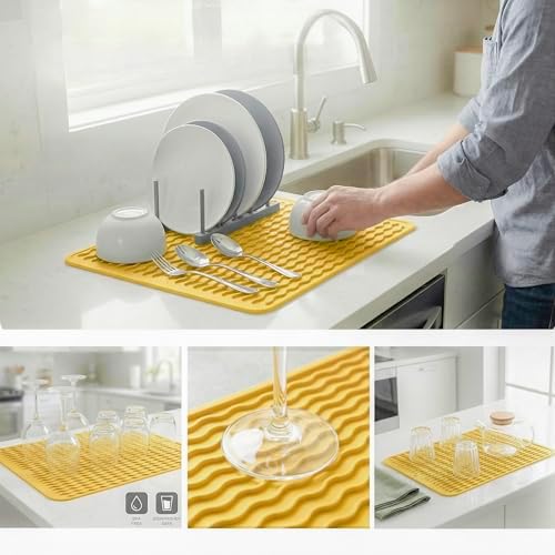 MicoYang Silicone Dish Drying Mat — Quick-Dry Ridges Counter & Sink Pad - Image 3