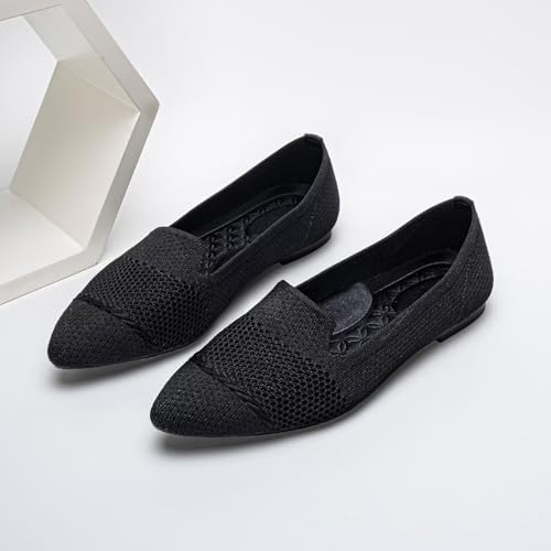 HONHOLD Women's Pointed Toe Flats Breathable Knit Ballet Flats - Image 6