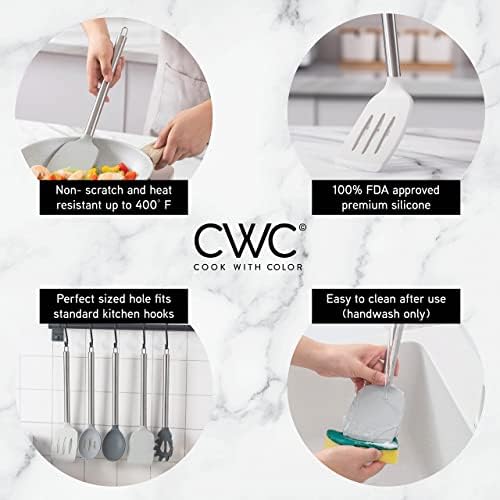 COOK WITH COLOR Silicone Cooking Utensils, Kitchen Utensil Set, Cooking Utensils - Image 3