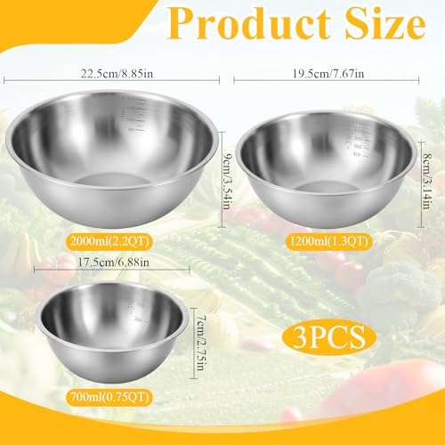 3 Packs Stainless Steel Mixing Bowls - Image 2