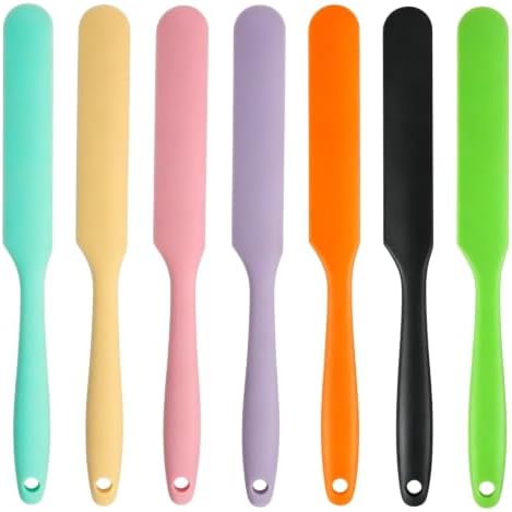 7 Pcs Silicone Jar Spatula Set, Sourdough Spatula, Long Handle Thin Spatulas by Kunovo