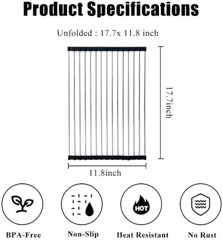 Roll Up Dish Drying Rack 17.5''x11.8'' Black - Image 3