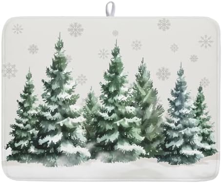 Winter Pine Tree Dish Drying Mat by Kawani