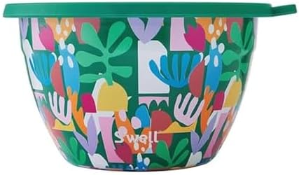S’well Stainless Steel 64oz Salad Bowl Kit, Paper Cutouts Design, Includes 2oz by Swell