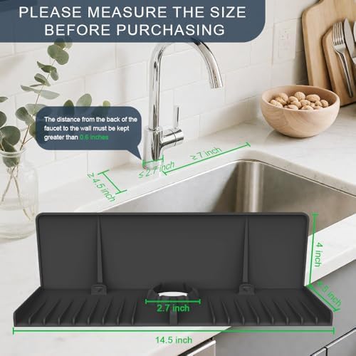 Silicone Sink Splash Guard Behind Faucet, Faucet Mat Backsplash Guard Black - Image 2
