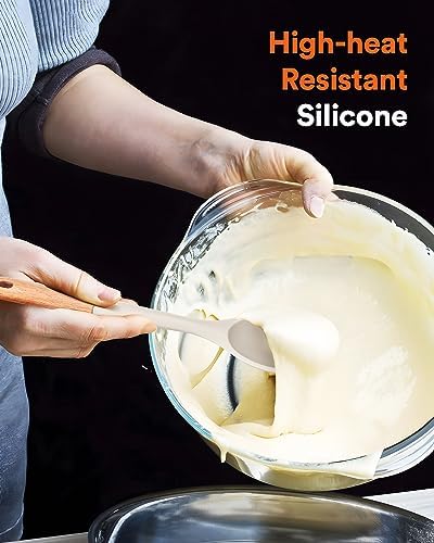 Badiano Large Silicone Cooking Spoons, Nonstick Solid Wooden Handle - Image 4