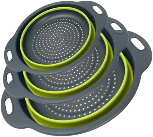 Collapsible Colander 3-Pack Set Space-Saving Foldable Kitchen Strainer by FocusOnReliability