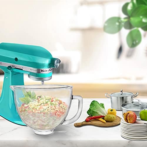 Glass Bowl Compatible With KITCHENAID Stand Mixer, With Red Lid Compatible with - Image 6