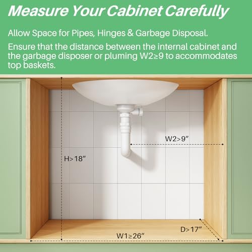 Under Sink Organizer, L-Shaped Adjustable Height, Mesh Sliding Drawer - Image 2