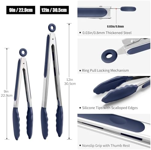 Doosu Kitchen Tongs with Silicone Tips - Image 2