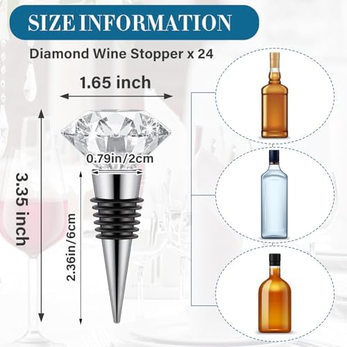 Tessco for you 24 Pieces Crystal Wine Bottle Stoppers Reusable Diamond Cork - Image 2