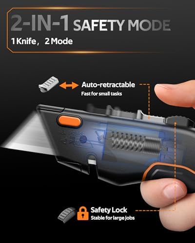 VOTREK® 2-Pack Box Cutter Utility Knife, Retractable Box Cutter, Heavy Duty - Image 2
