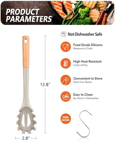 Badiano Silicone Pasta Fork, Kitchen Noodle Spoon Server, 12.8 in - Image 2