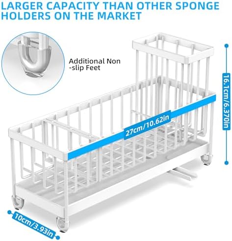 Moforoco Extra Large Kitchen Sink Caddy, Rustproof Sponge Holder - Image 3