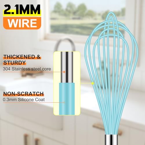 HOTEC 4 Pieces Silicone Whisks Set, Wire Balloon Whisks - Image 5