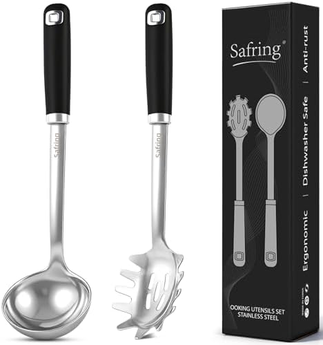 Safring Stainless Steel Soup Ladle and Spaghetti Spoon Set, Heat Resistant by Safring