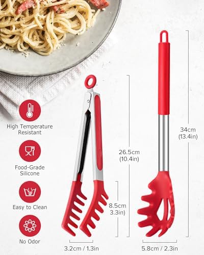 Silicone Spaghetti Spoon and Pasta Tong, Server Fork - Image 3