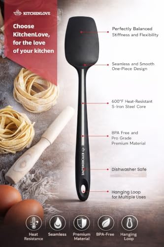 KITCHENLOVE Premium 600°F Heat Resistant 5 Piece Silicone Spatula Set - Image 3