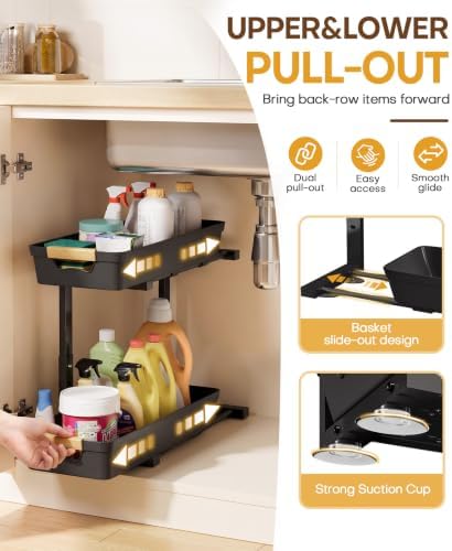 Homde Sliding Under Sink Organizer: 2-Pack Pull-Out Rack - Image 5