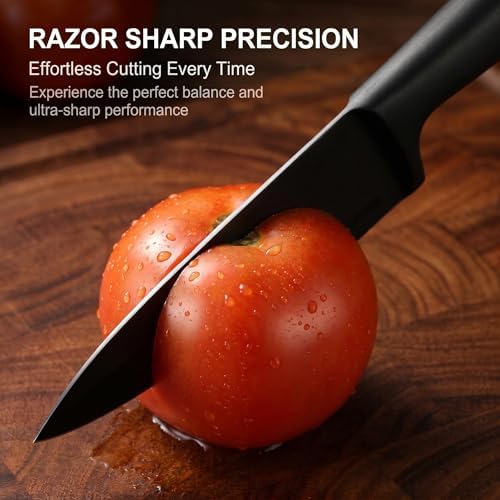 McCook® Premium Black Knife Sets, German Stainless Steel Kitchen Knives Block - Image 4