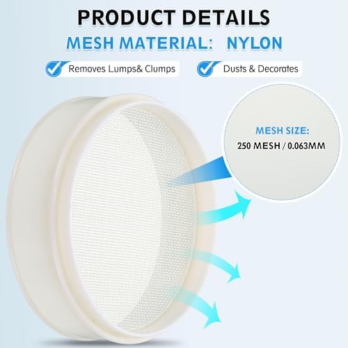 PATIKIL 250 Mesh Lab Sieve, 7.9" Diameter Sifting Screen Nylon Wire Cloth Fine - Image 3