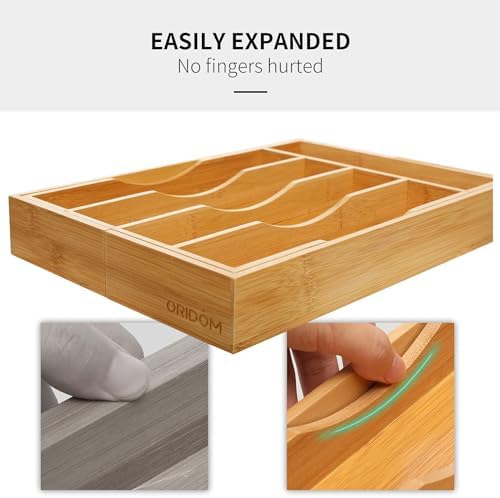 2-Piece Bamboo Silverware Organizer, Expandable Kitchen Drawer Organizer - Image 6