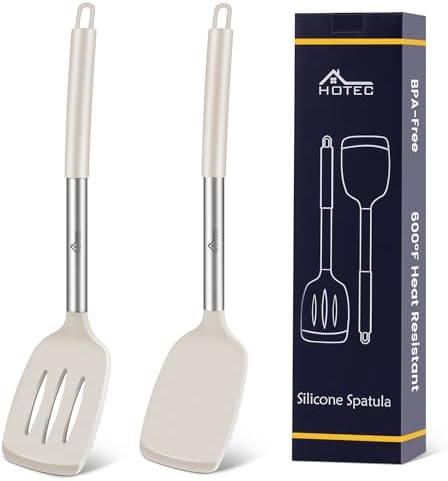 HOTEC Silicone Spatula Set of 2 Heat-Resistant 600°F & BPA-Free Kitchen by Hotec