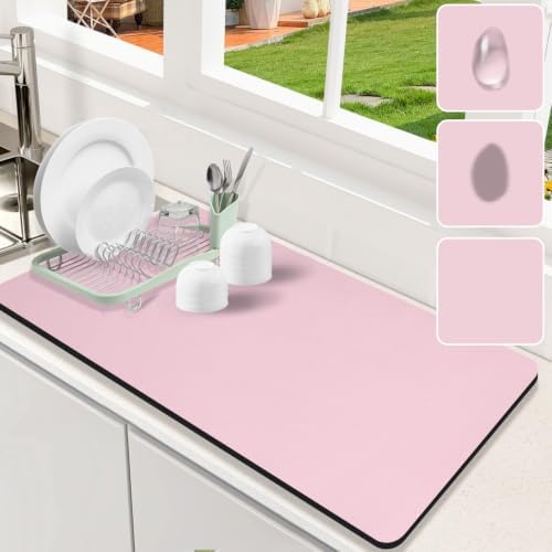 Dish Drying Mat for Kitchen Counter, Rubber Backed by Etomiel