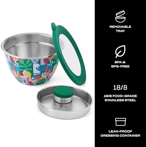 S’well Stainless Steel 64oz Salad Bowl Kit, Paper Cutouts Design, Includes 2oz - Image 3