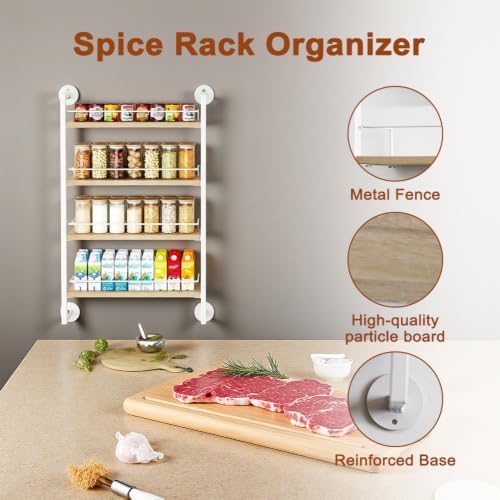 4 Tier Spice Rack Wall Mounted for Kitchen, Large Capacity Organizer - Image 3