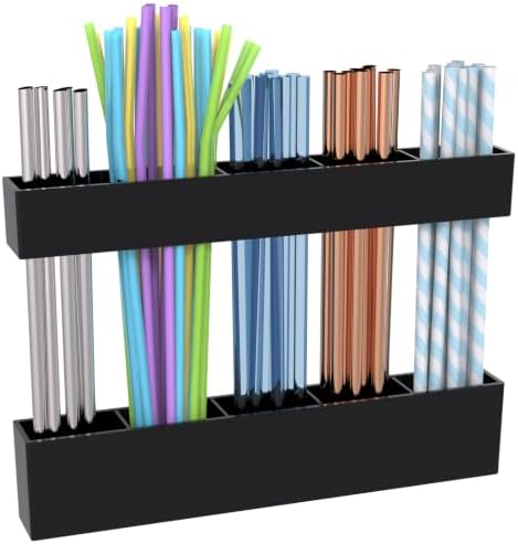 Acrylic Straw Holder for Cabinet Door, Adjustable Space-Saving Straw Organizer by ENESNES