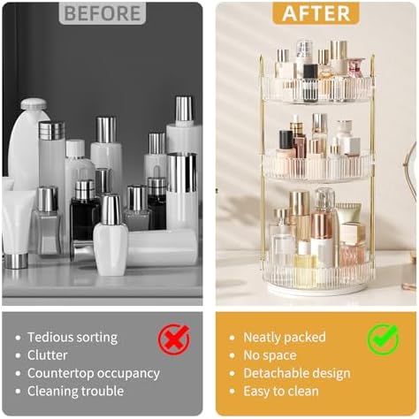 360° Rotating Makeup Organizer, Large Capacity Skincare & Cosmetics Storage - Image 2