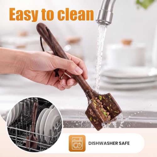 Walnut Wood Meat Chopper for Ground Beef 11 Inch Meat Masher - Image 4