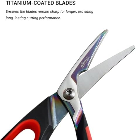 LIVINGO 9.5" Heavy Duty Kitchen Scissors Titanium Coated Poultry Shears - Image 3