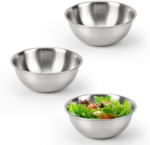 3-Piece Stainless Steel Mixing Bowls Metal Bowl Set by Unknown