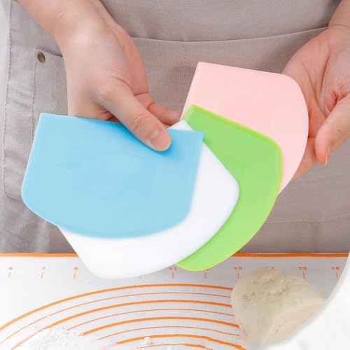 8 PCS Food-Safe Dough Cutter Bench Scraper, BPA Free Flexible PE Plastic Bowl - Image 6
