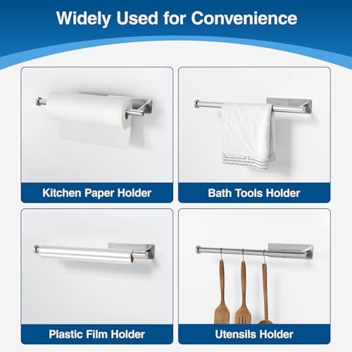 Paper Towel Holder, Self-Adhesive or Drilling， Brushed Nickel, 2 Pack - Image 4